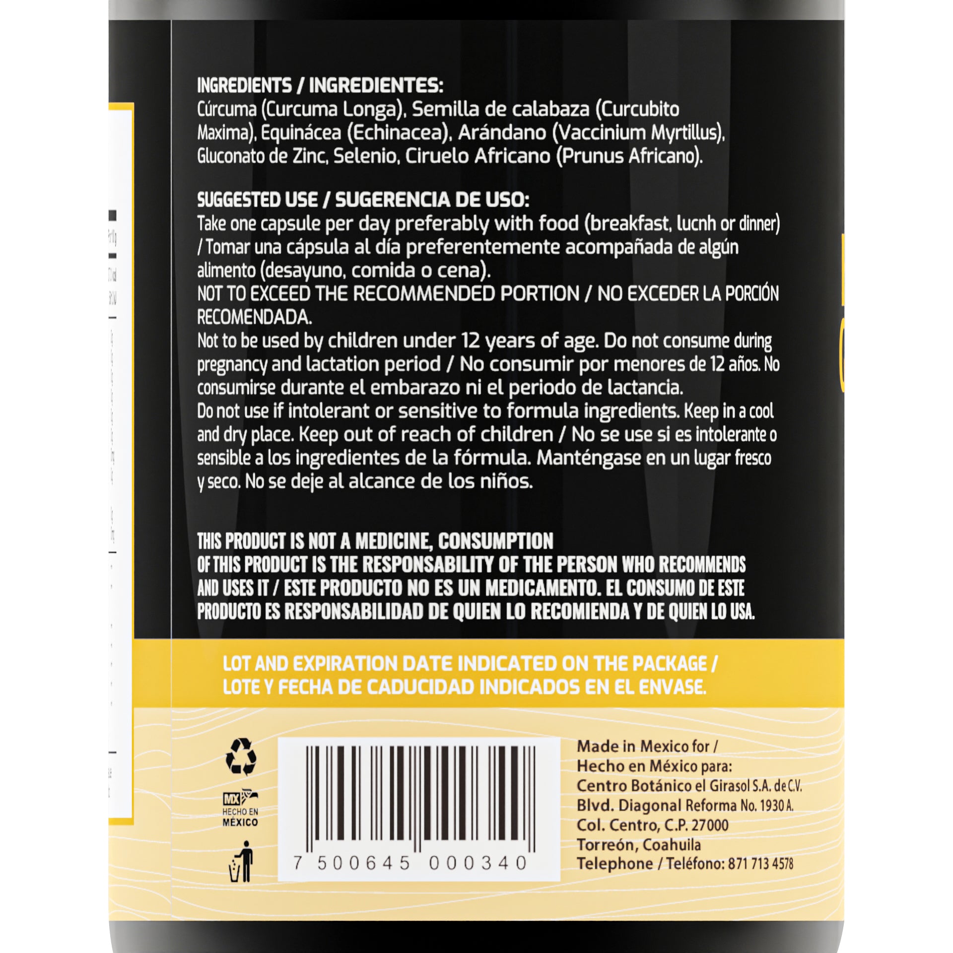 CÚRCUMA, SEMILLA DE CALABAZA, ARÁNANDO Y ZINC | ZENNATURA 500MG HPR PROSGREEN