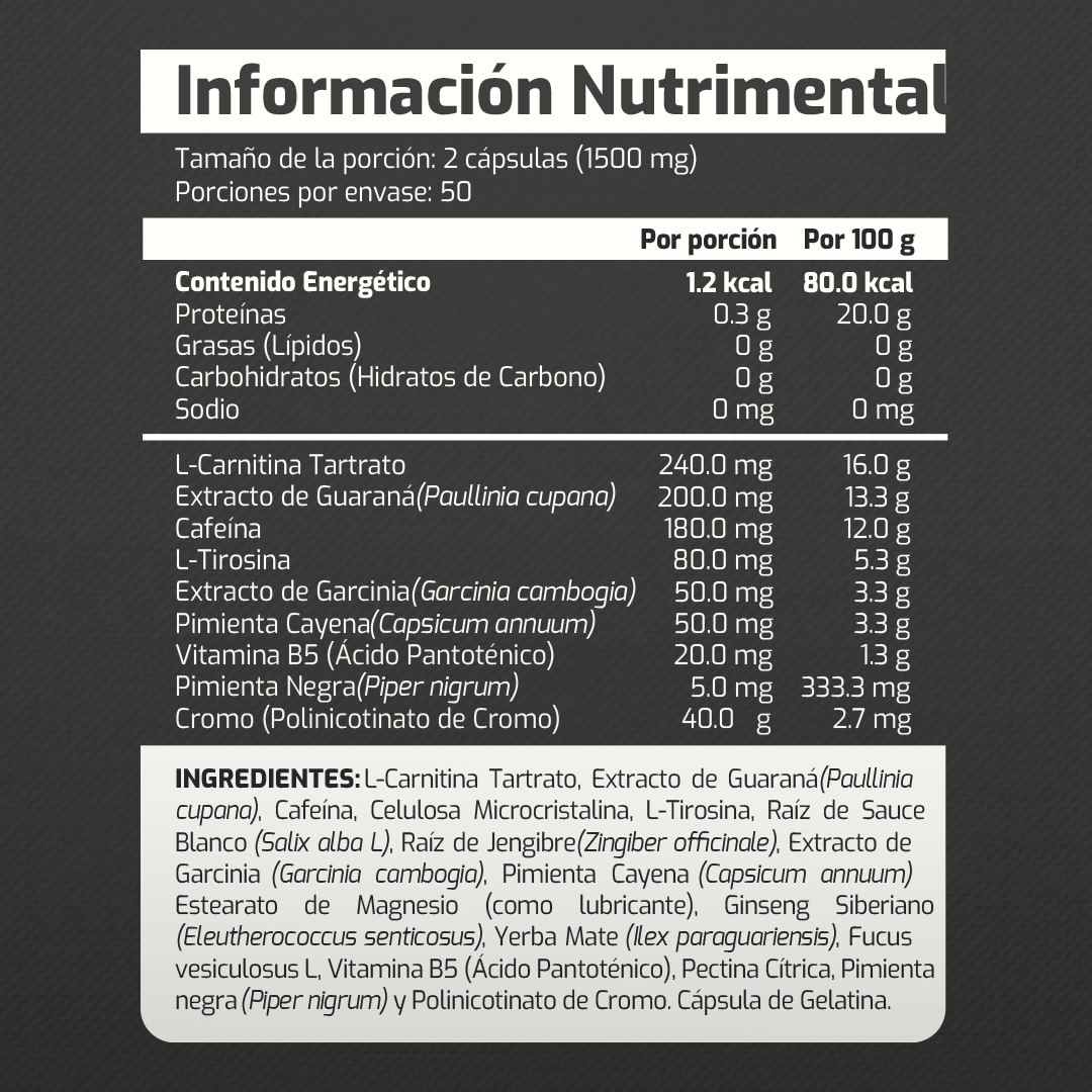 thermo fear l carnitina L-CARNITINA, GUARANÁ Y GARCINIA