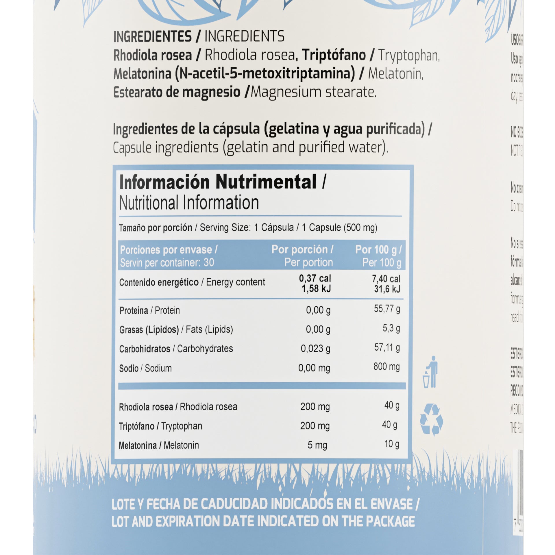 MELATONINA, RHODIOLA ROSEA Y TRIPTOFANOS | 2MR 500MG