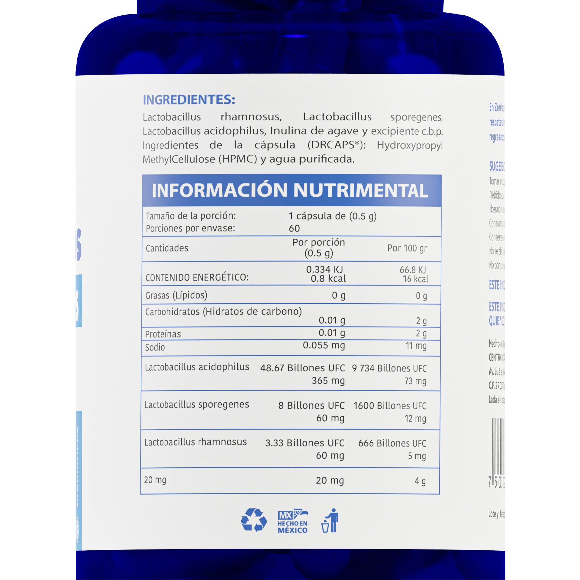 PROBIOTICOS 60 BILLONES | ZENNATURA 500MG