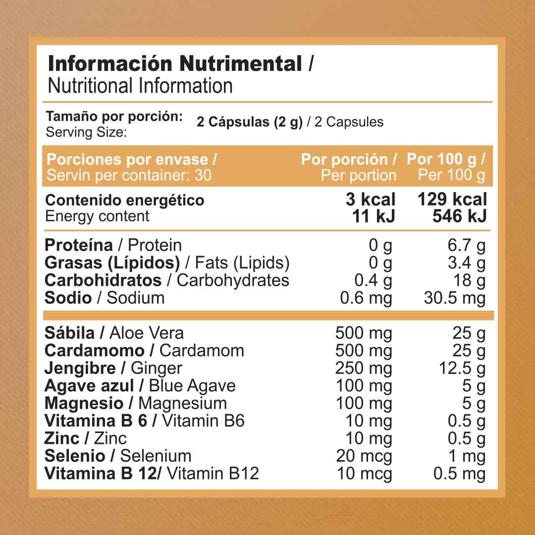 AGAVE AZUL, ALOE VERA, JENGIBRE Y SÁBILA | ZENNATURA 500MG SDOMACHUS